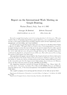 Report on the International Work Meeting on Graph Drawing
