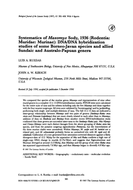 Systematics of Maxomys Sody, 1936 (Rodentia: Muridae: Murinae)