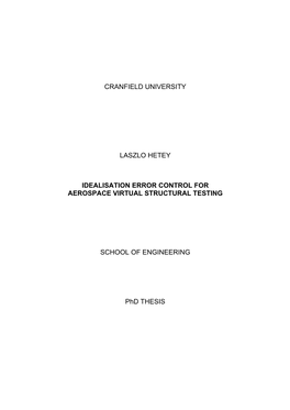 Cranfield University Laszlo Hetey Idealisation Error