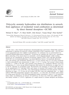 Polycyclic Aromatic Hydrocarbon Size Distributions in Aerosols from Appliances of Residential Wood Combustion As Determined by D