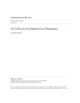 A Civil Law to Common Law Dictionary N