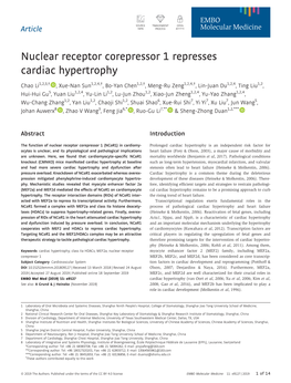 Nuclear Receptor Corepressor 1 Represses Cardiac Hypertrophy