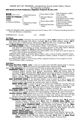HORSE out of TRAINING, Consigned by Ecurie Andre Fabre, France the Property of Darley Will Stand at Park Paddocks, Highflyer Paddock M, Box 234