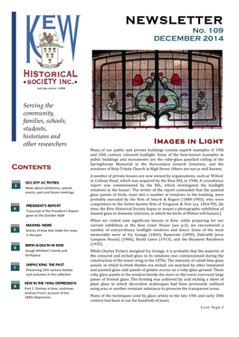 NEWSLETTER No. 109 DECEMBER 2014