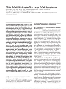 CD5 T-Cell/Histiocyte-Rich Large B-Cell Lymphoma