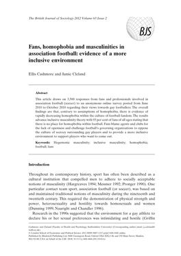 Fans, Homophobia and Masculinities in Association Football: Evidence of a More