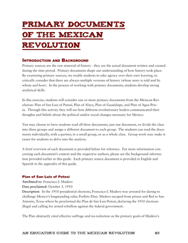 Primary Documents of the Mexican Revolution