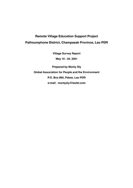 Remote Village Education Support Project, Pathoumphone District
