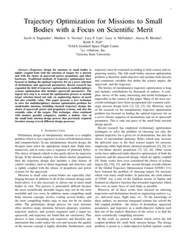 Trajectory Optimization for Missions to Small Bodies with a Focus on Scientiﬁc Merit Jacob A