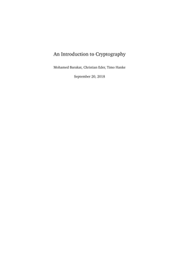 An Introduction to Cryptography