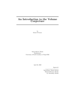 An Introduction to the Volume Conjecture