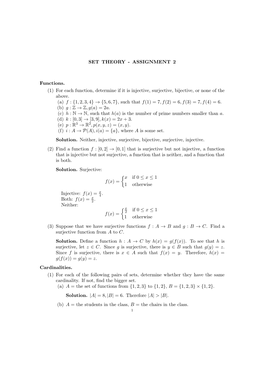 For Each Function, Determine If It Is Injective, Surjective, Bijective, Or None of the Above