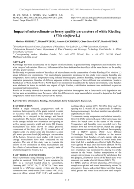 Impact of Microclimate on Berry Quality Parameters of White Riesling (Vitis Vinifera L.)