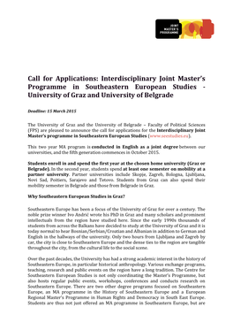 Interdisciplinary Joint Master's Programme in Southeastern