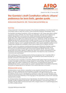 The Gambia's Draft Constitution Reflects Citizens' Preference for Term