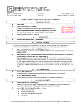 AGENDA South BRANCH January 11, 2012 6:30 PM 1901 Russell Street