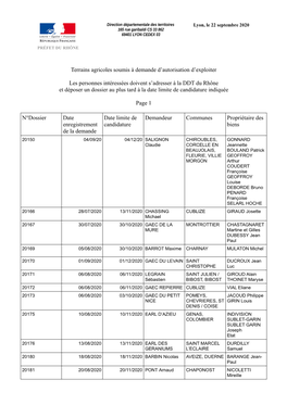 Terrains Agricoles Soumis À Demande D'autorisation D'exploiter Les Personnes Intéressées Doivent S'adresser À La DDT D