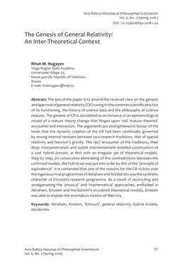The Genesis of General Relativity: an Inter-Theoretical Context