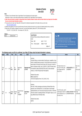 Calendar of Events June 2021 Notes: 1