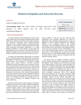 Diabetes Insipidus and Anorexia Nervosa