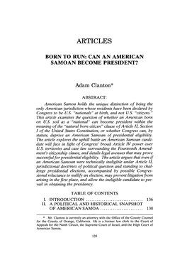 Can an American Samoan Become President?