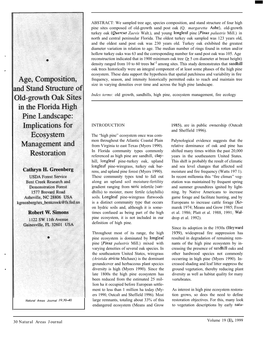 We Sampled Tree Age, Species Composition, and Stand Structure of Four High Pine Sites Composed of Old-Growth Sand Post Oak (Q