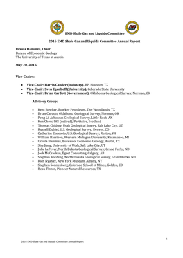 EMD Shale Gas and Liquids Committee