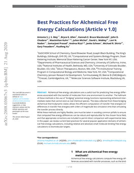 Best Practices for Alchemical Free Energy Calculations [Article V 1.0]