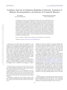 Confidence Intervals for Population Reliability Coefficients: Evaluation of Methods, Recommendations, and Software for Composite Measures