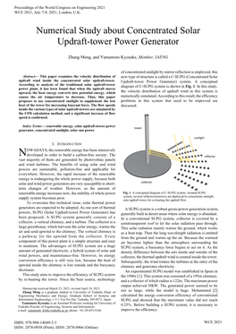 Numerical Study About Concentrated Solar Updraft-Tower Power Generator