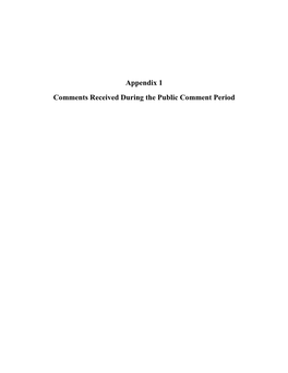 Appendix 1 Comments Received During the Public Comment Period Delaware Engineering, P.C