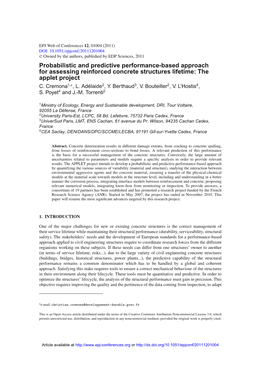 Probabilistic and Predictive Performance-Based Approach for Assessing Reinforced Concrete Structures Lifetime: the Applet Project C