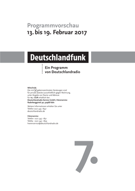 Programmvorschau 13. Bis 19. Februar 2017