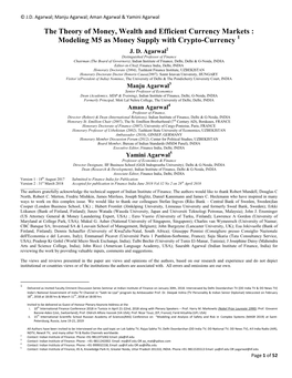 The Theory of Money, Wealth and Efficient Currency Markets : Modeling M5 As Money Supply with Crypto-Currency 1