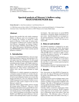 Spectral Analysis of Mercury's Hollows Using MASCS/MESSENGER Data