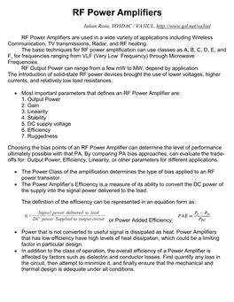 RF Power Amplifiers