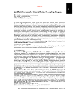 A Joint Point Interfaces for Safe and Flexible Decoupling of Aspects