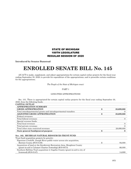 ENROLLED SENATE BILL No. 145