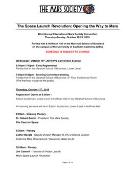 The Space Launch Revolution: Opening the Way to Mars