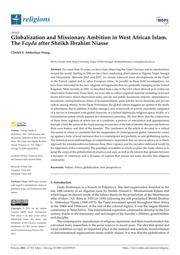 Globalization and Missionary Ambition in West African Islam. the Fayda After Sheikh Ibrahim Niasse