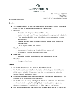 The Foothills Fact Sheet