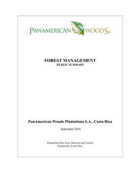 Forest Management Public Summary