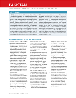 Pakistan Tier 1 | Uscirf-Recommended Countries of Particular Concern (Cpc)