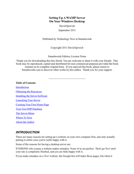 Setting up a WAMP Server on Your Windows Desktop INTRODUCTION