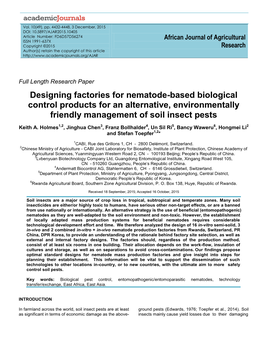 Designing Factories for Nematode-Based Biological Control Products for an Alternative, Environmentally Friendly Management of Soil Insect Pests