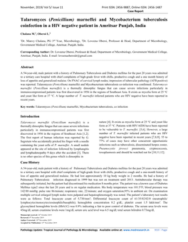 Talaromyces (Penicillium) Marneffei and Mycobacterium Tuberculosis Co-Infection Was Confirmed