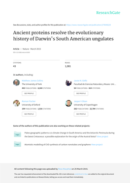 Ancient Proteins Resolve the Evolutionary History of Darwin's South American Ungulates