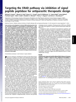 Targeting the ERAD Pathway Via Inhibition of Signal Peptide Peptidase for Antiparasitic Therapeutic Design