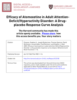 A Drug- Placebo Response Curve Analysis
