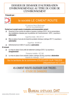 45-Ciment Route-Ouzouer Sur Trezee-4-Etude De Dangers